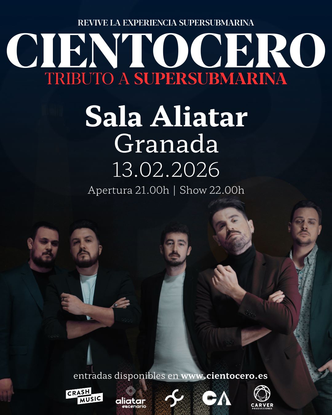 CONCIERTO CIENTOCERO (TRIBUTO A SUPERSUBMARINA) - GRANADA - SALA ALIATAR - VIERNES 13 DE FEBRERO